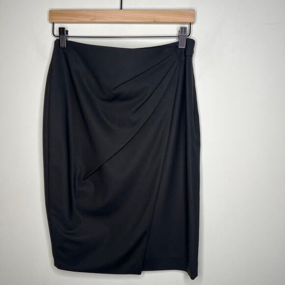 Club Monaco Black Draped Wrap Tulip Pencil Skirt Size 6 - Picture 2 of 6